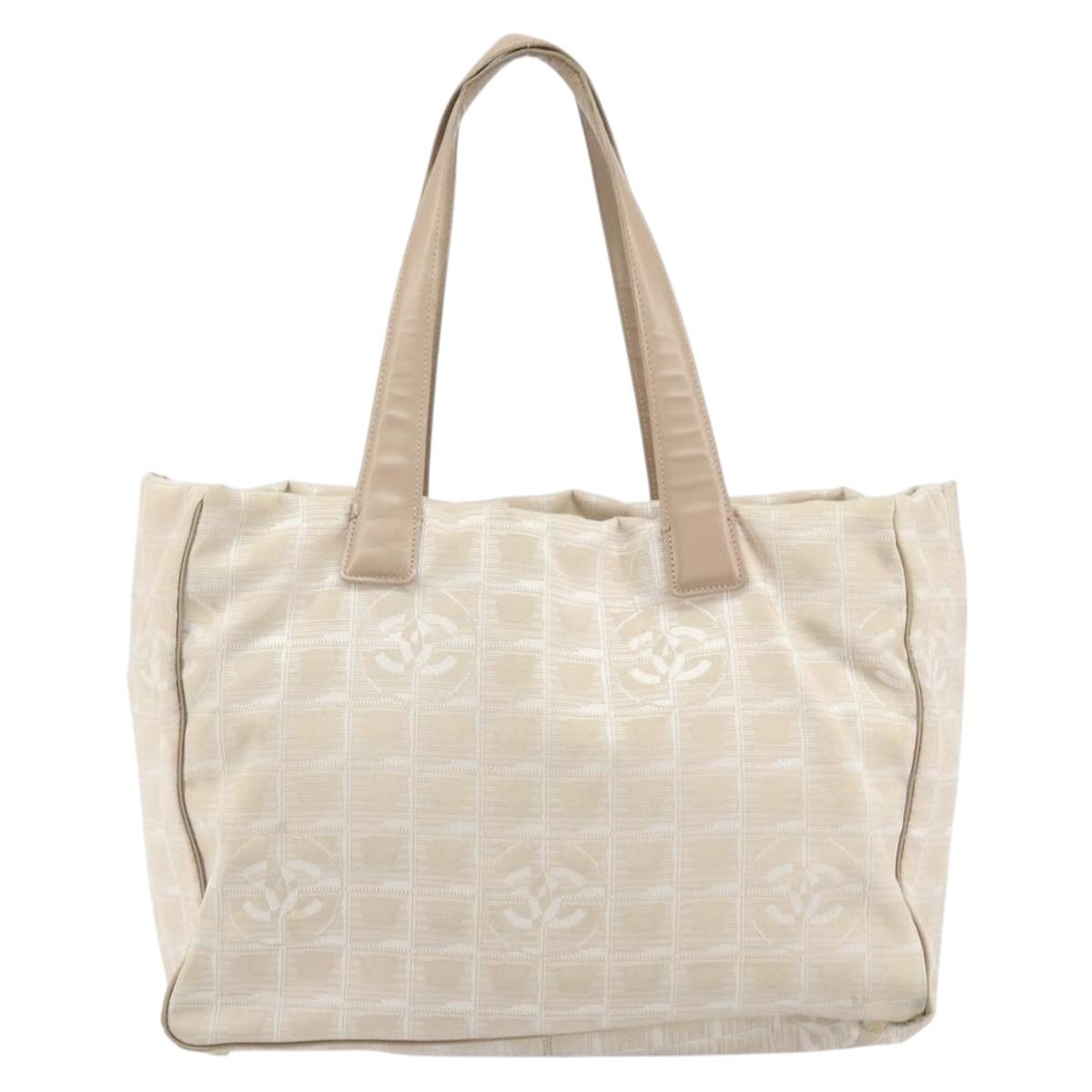 CHANEL New Travel Line Tote Bag Nylon Pink Gold CC Auth BA9876