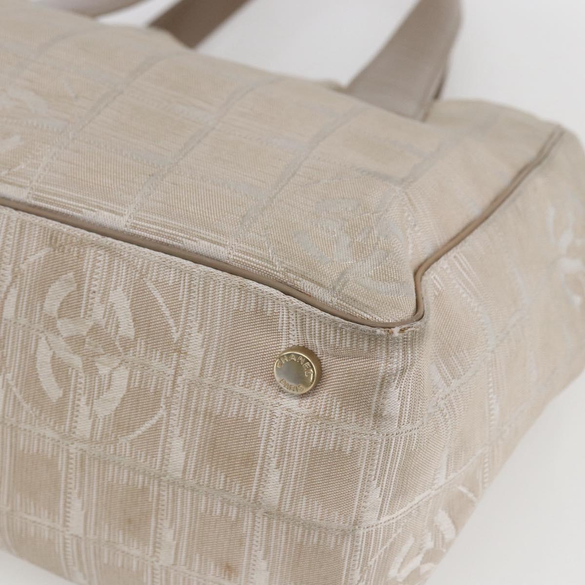 CHANEL New Travel Line Tote Bag Nylon Pink Gold CC Auth BA9877