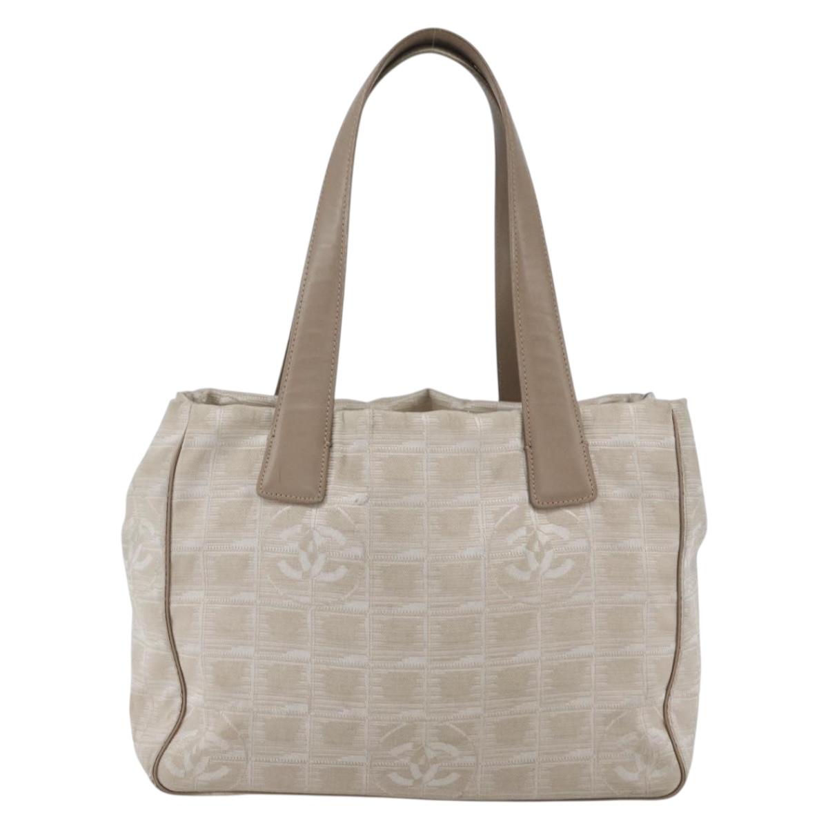 CHANEL New Travel Line Tote Bag Nylon Pink Gold CC Auth BA9877