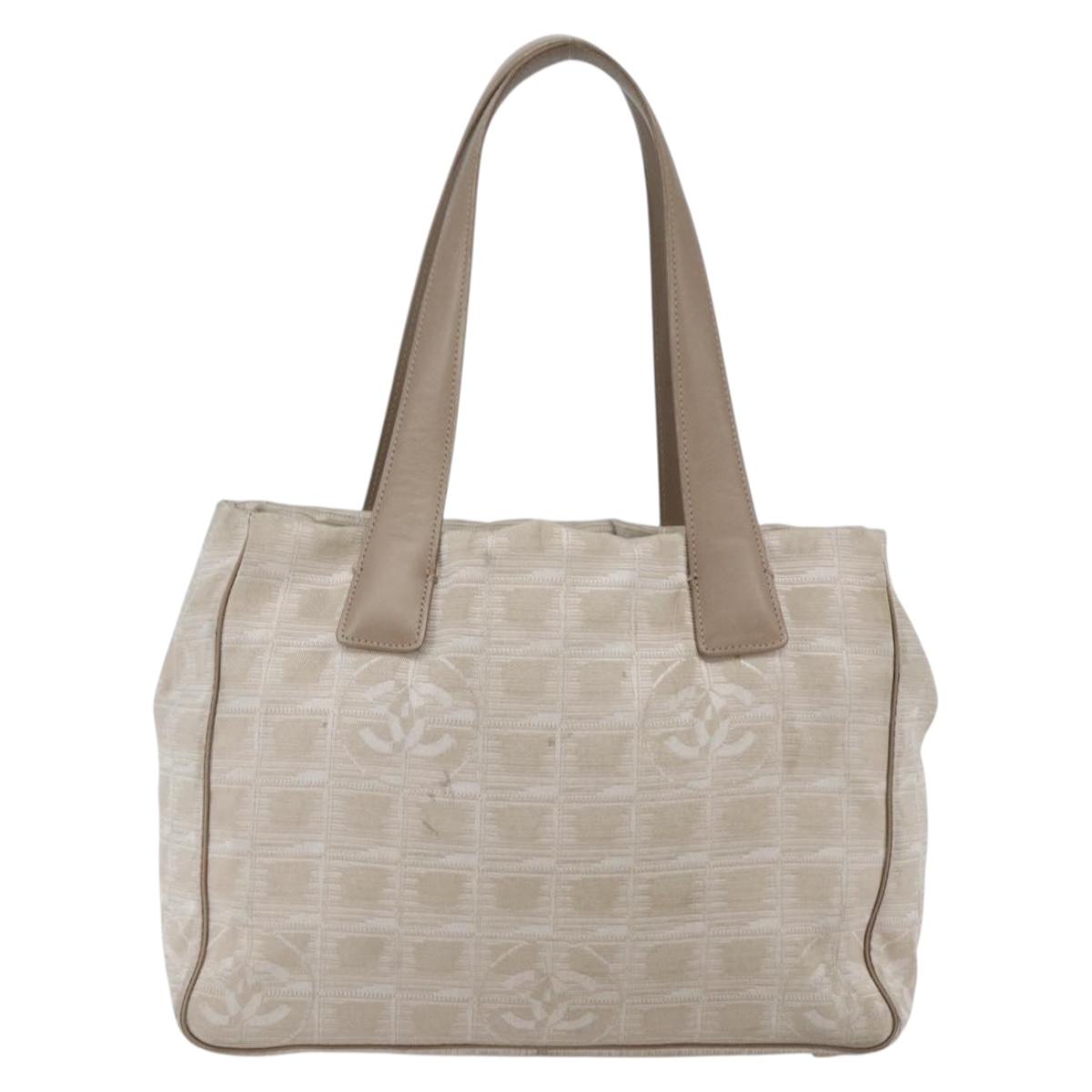 CHANEL New Travel Line Tote Bag Nylon Pink Gold CC Auth BA9877