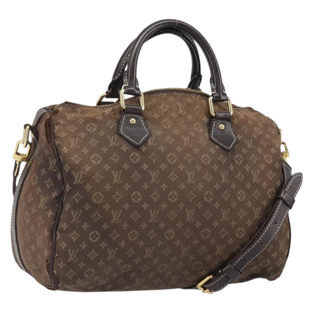 LOUIS VUITTON Mini Lin Speedy Bandouliere 30 Bag Brown M95224 Auth BA9878