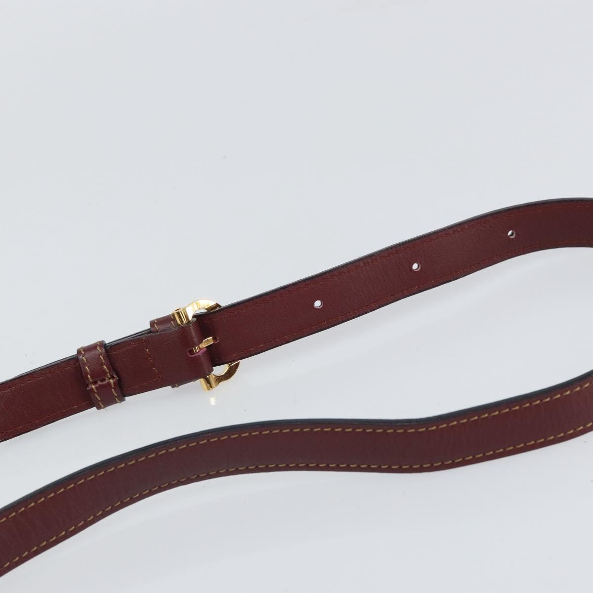 CARTIER Must Line Shoulder Bag Leather Bordeaux Gold Auth BA9882