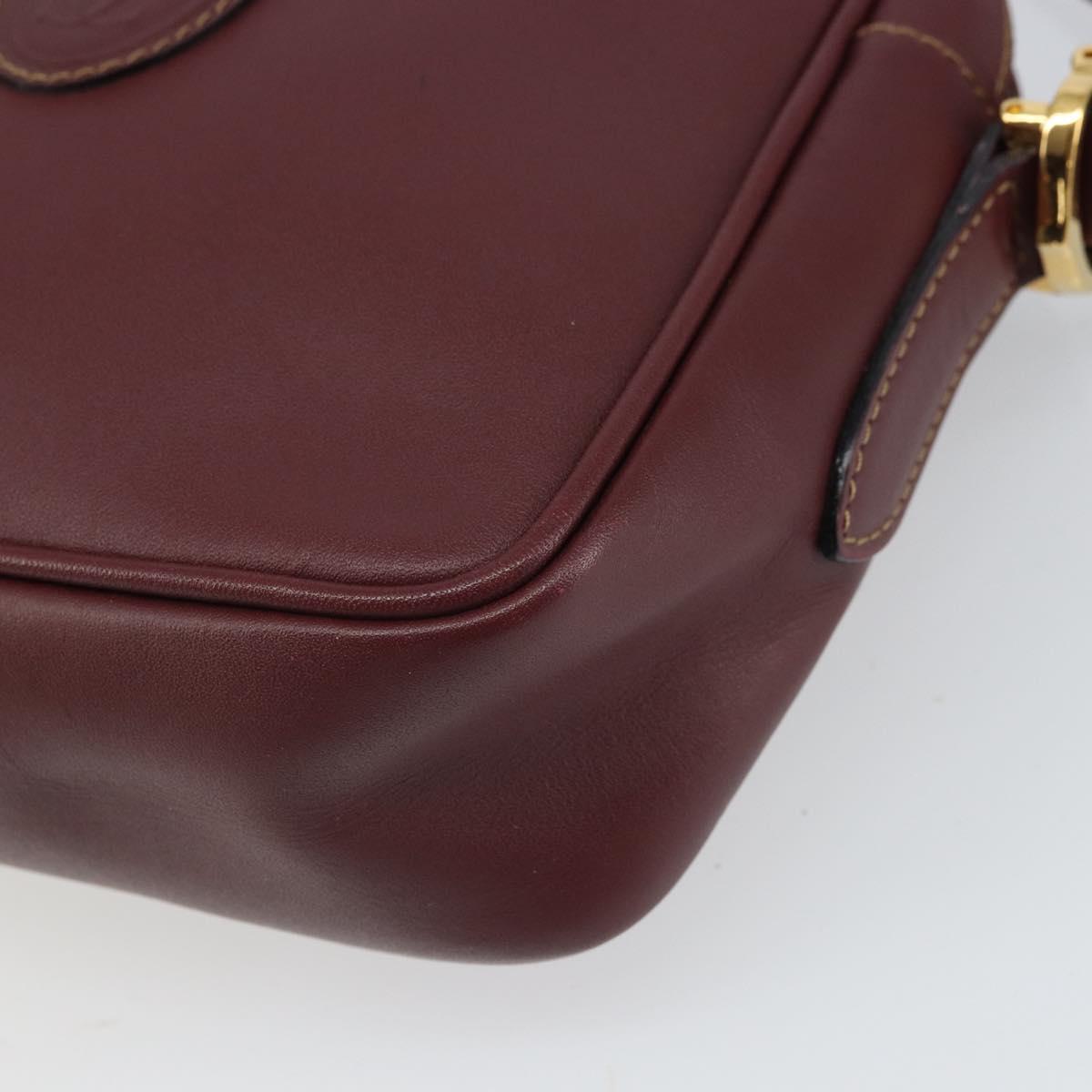 CARTIER Must Line Shoulder Bag Leather Bordeaux Gold Auth BA9882