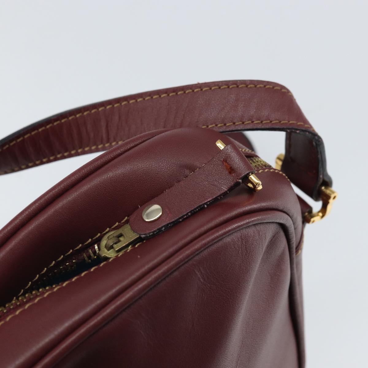 CARTIER Must Line Shoulder Bag Leather Bordeaux Gold Auth BA9882