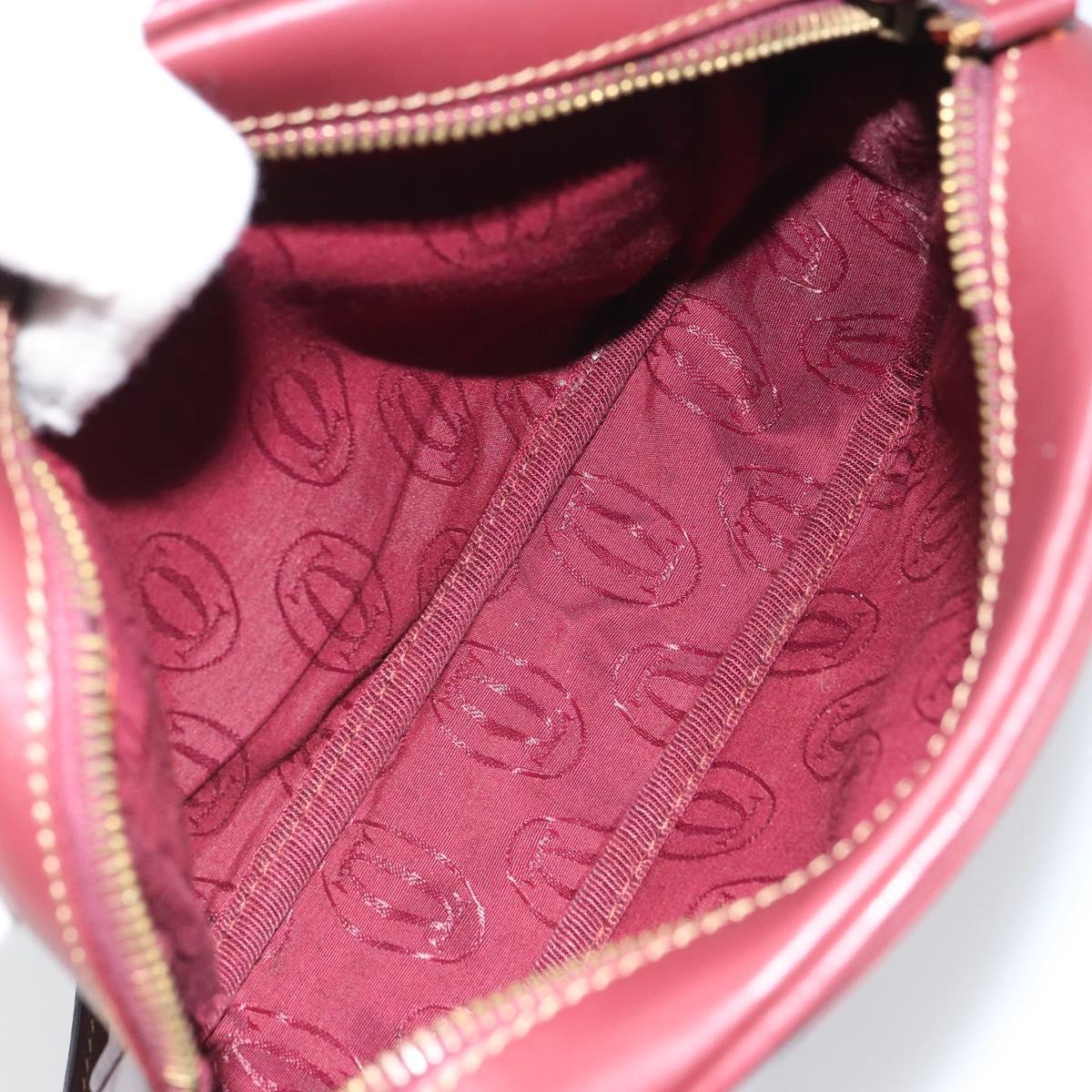 CARTIER Must Line Shoulder Bag Leather Bordeaux Gold Auth BA9882