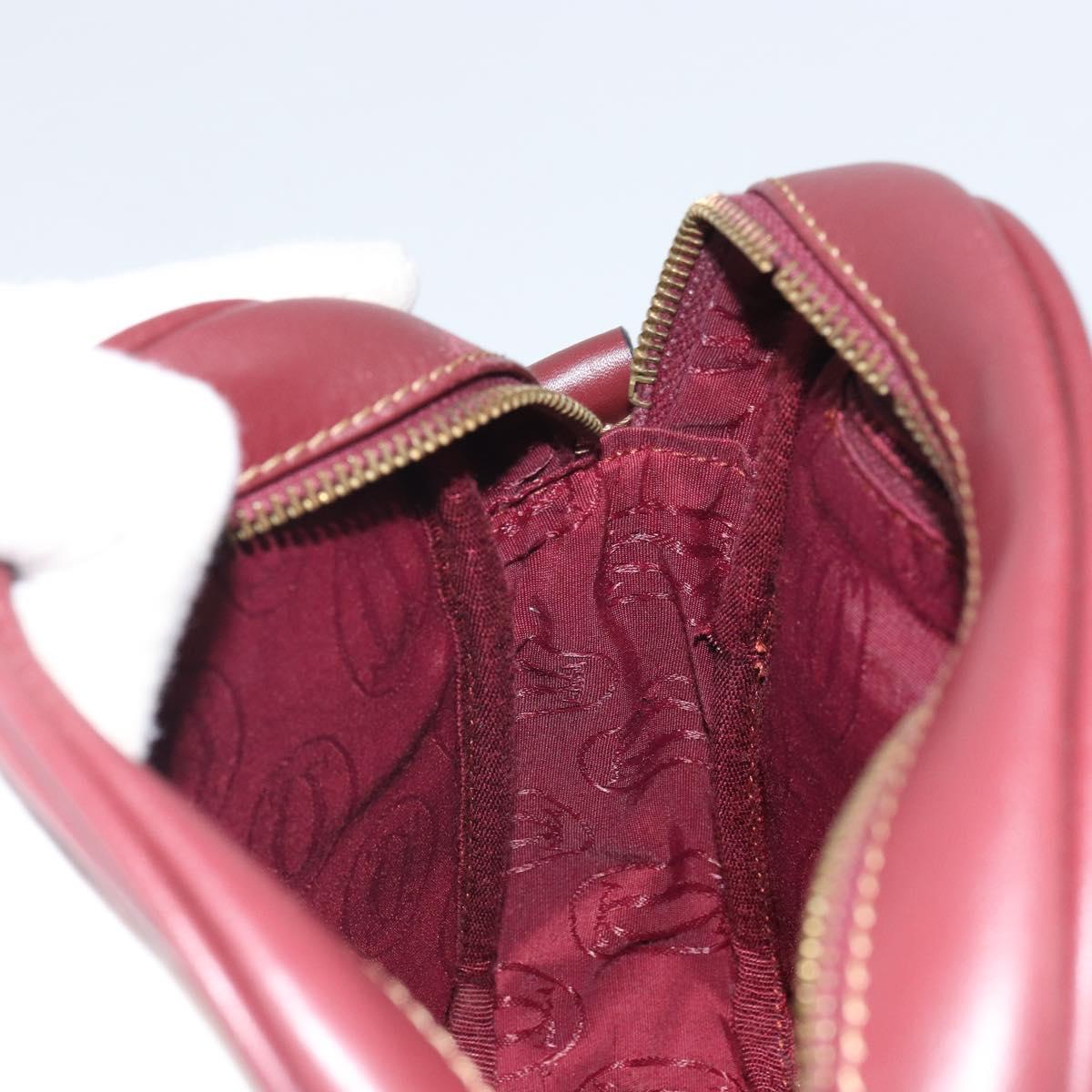 CARTIER Must Line Shoulder Bag Leather Bordeaux Gold Auth BA9882