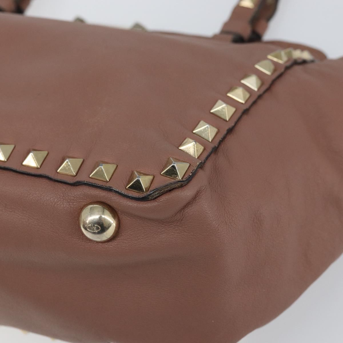VALENTINO Tote Bag Leather 2way Pink Gold Auth BA9883