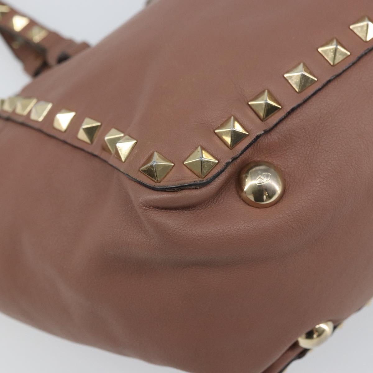VALENTINO Tote Bag Leather 2way Pink Gold Auth BA9883