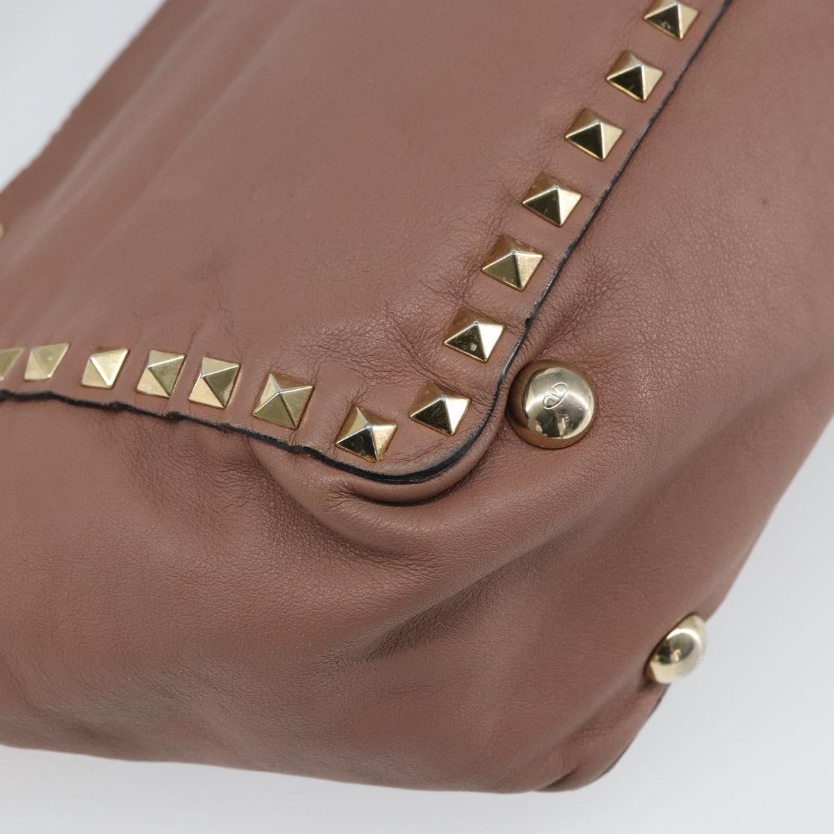VALENTINO Tote Bag Leather 2way Pink Gold Auth BA9883
