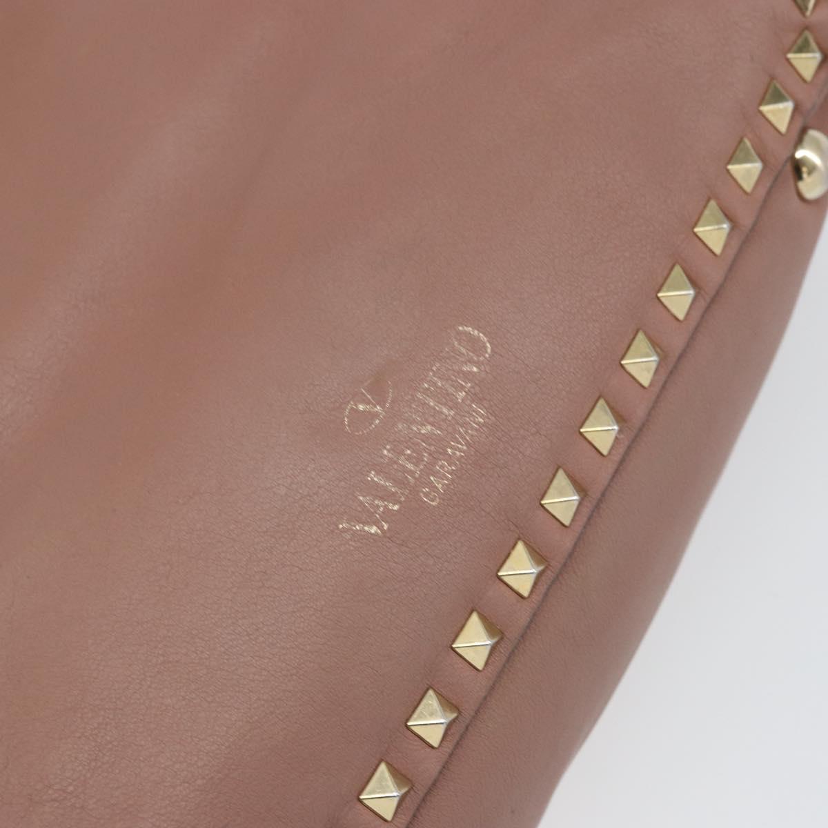 VALENTINO Tote Bag Leather 2way Pink Gold Auth BA9883