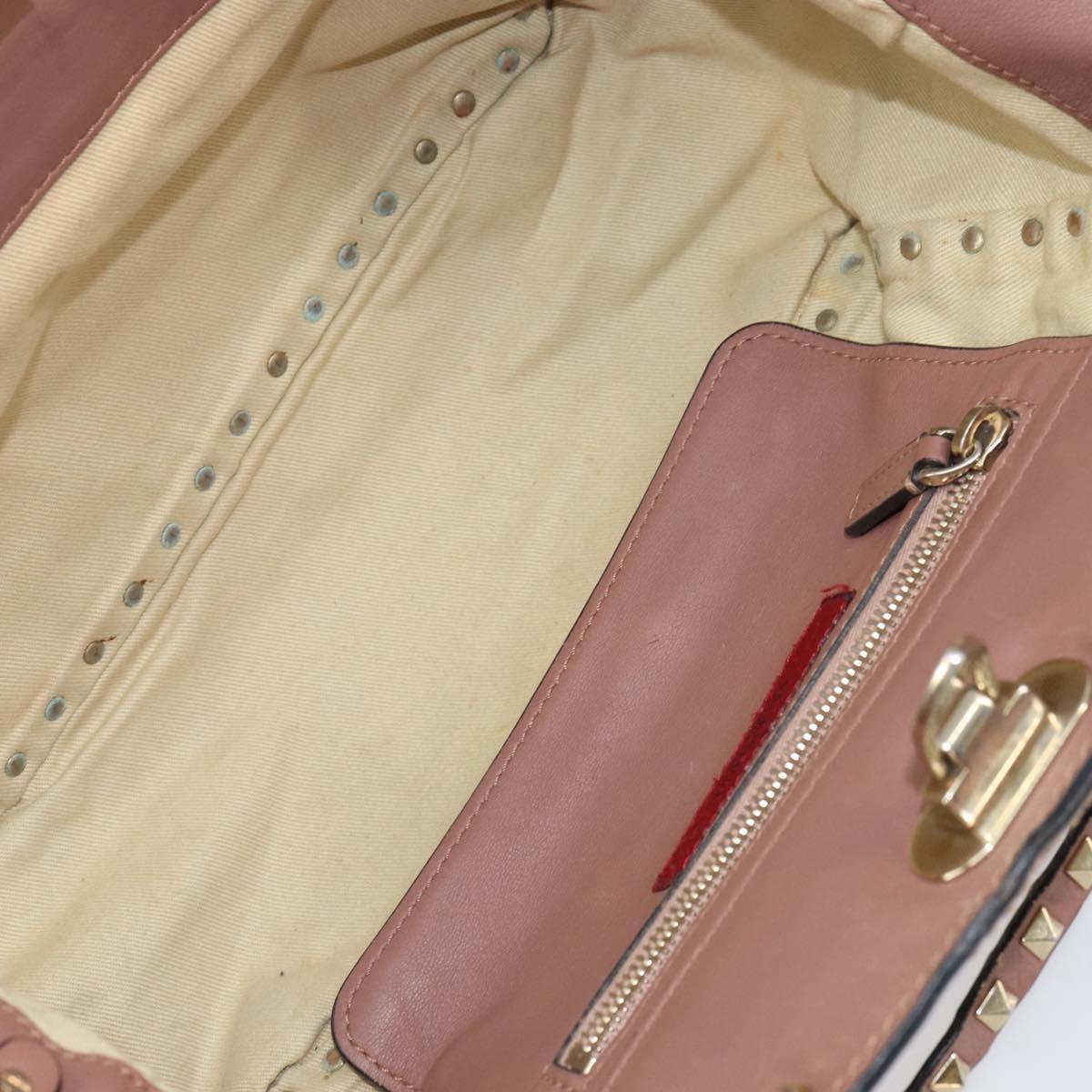 VALENTINO Tote Bag Leather 2way Pink Gold Auth BA9883