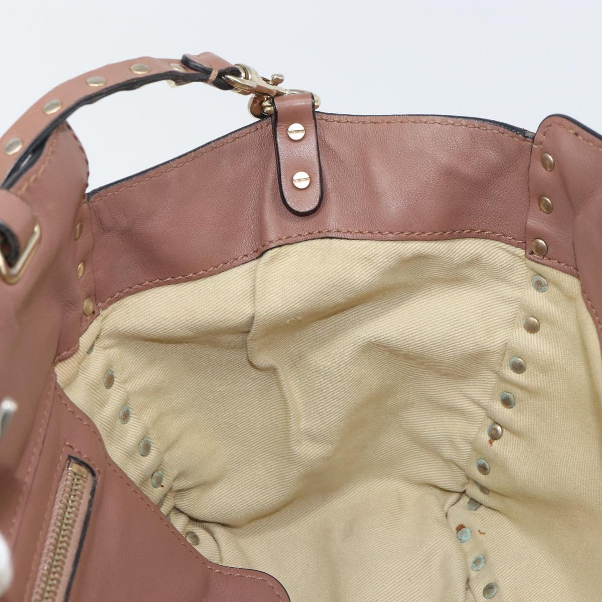VALENTINO Tote Bag Leather 2way Pink Gold Auth BA9883