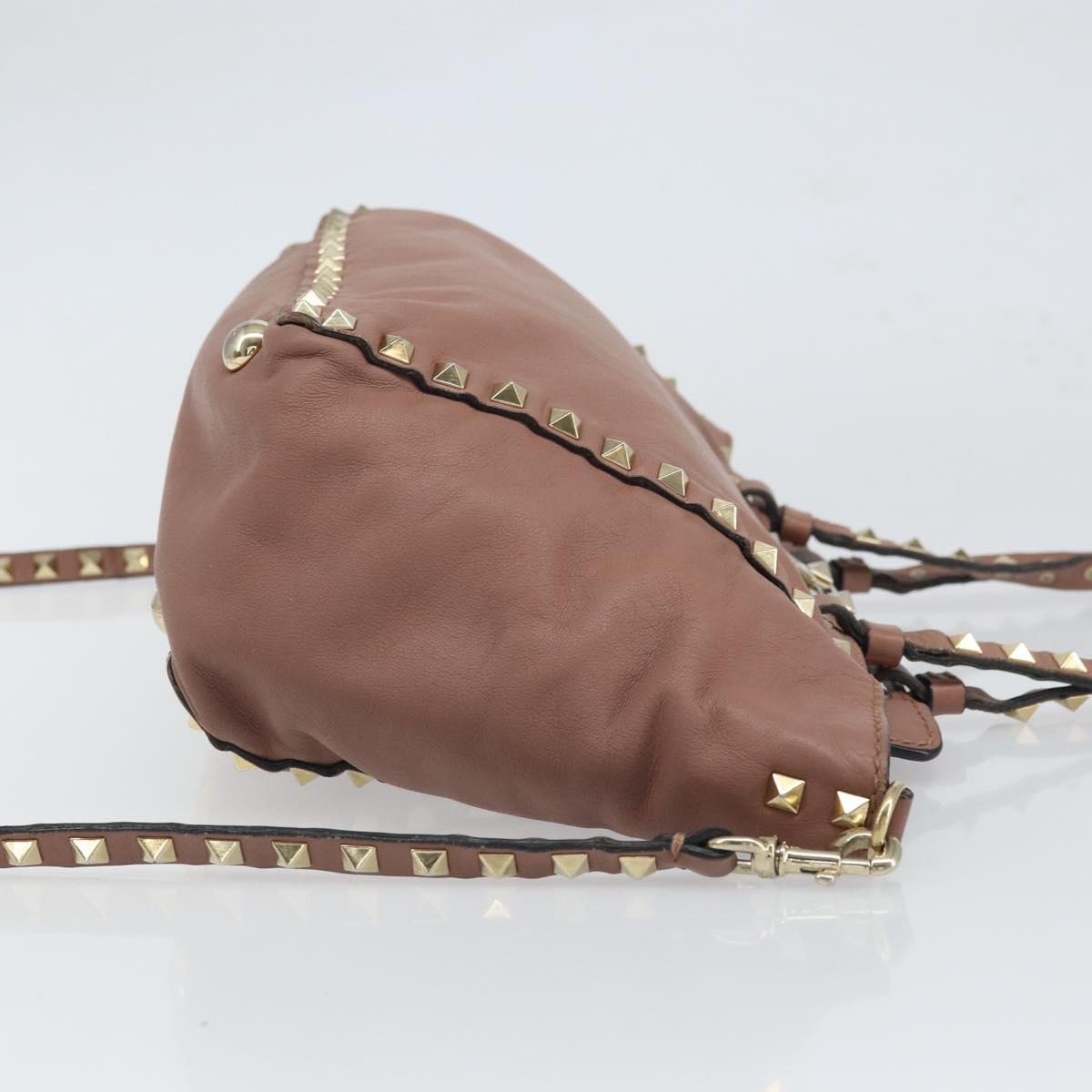 VALENTINO Tote Bag Leather 2way Pink Gold Auth BA9883