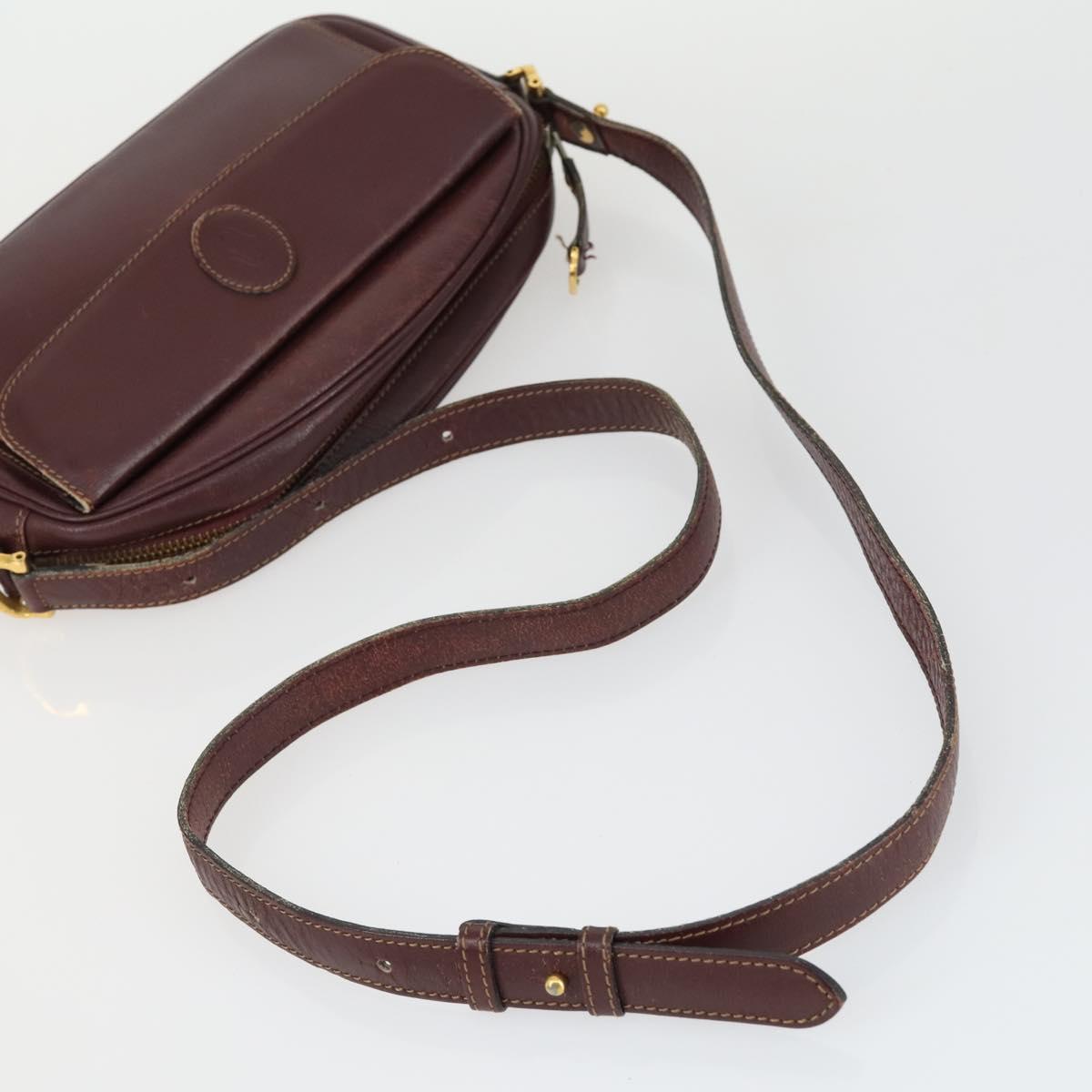 CARTIER Must Line Shoulder Bag Leather 2 Set Bordeaux Gold Auth BA9886