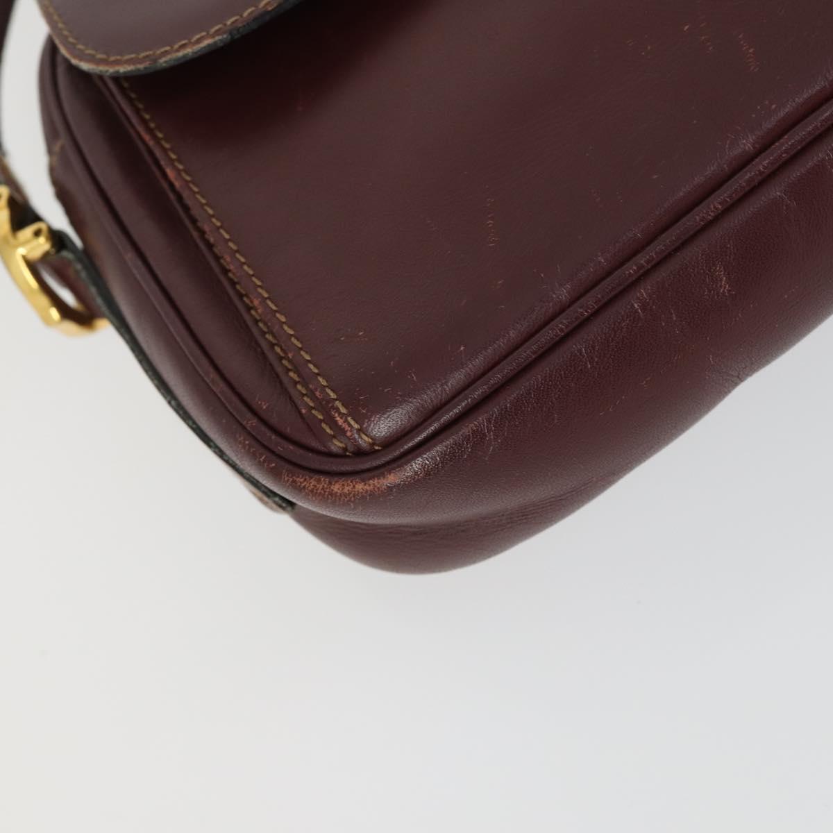 CARTIER Must Line Shoulder Bag Leather 2 Set Bordeaux Gold Auth BA9886