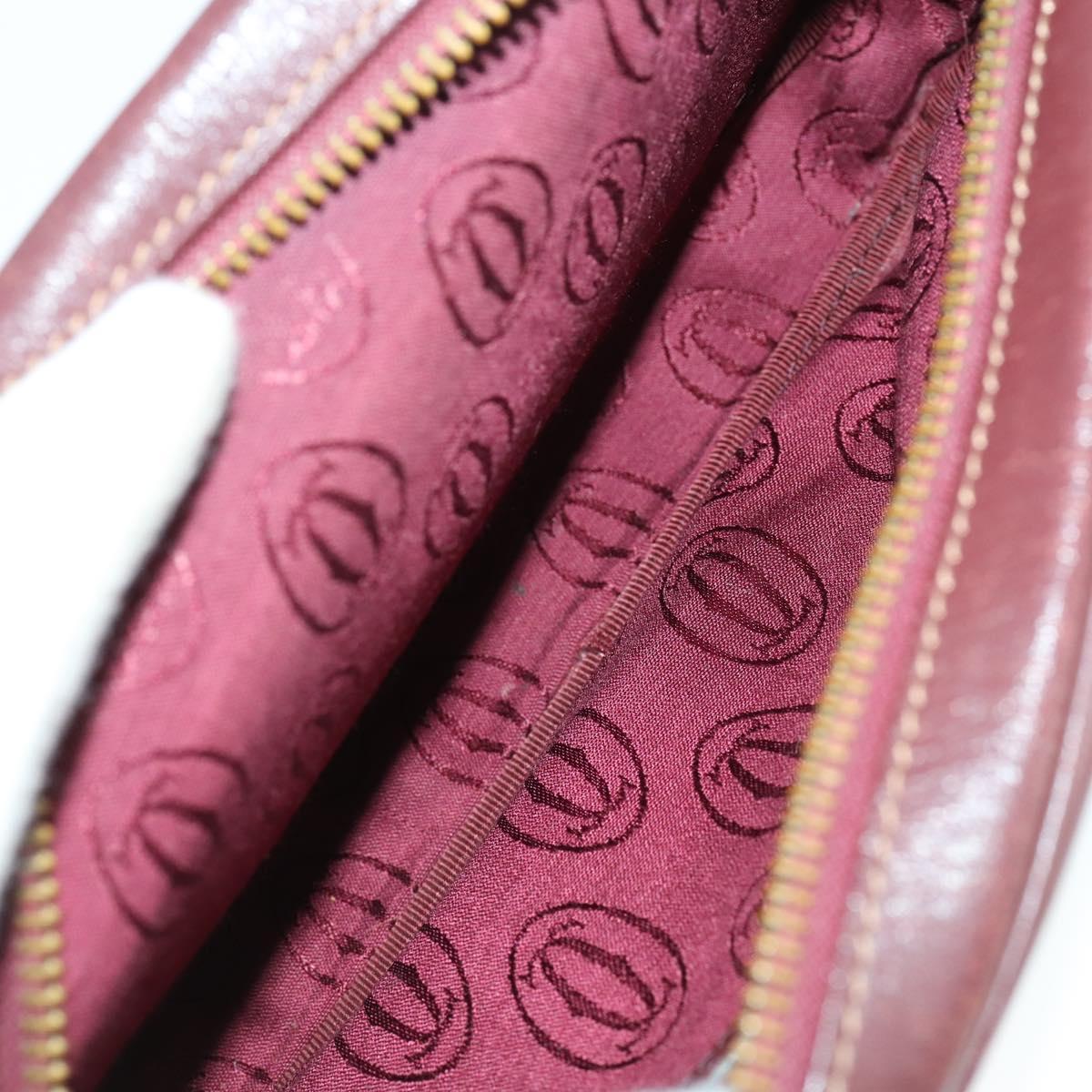 CARTIER Must Line Shoulder Bag Leather 2 Set Bordeaux Gold Auth BA9886