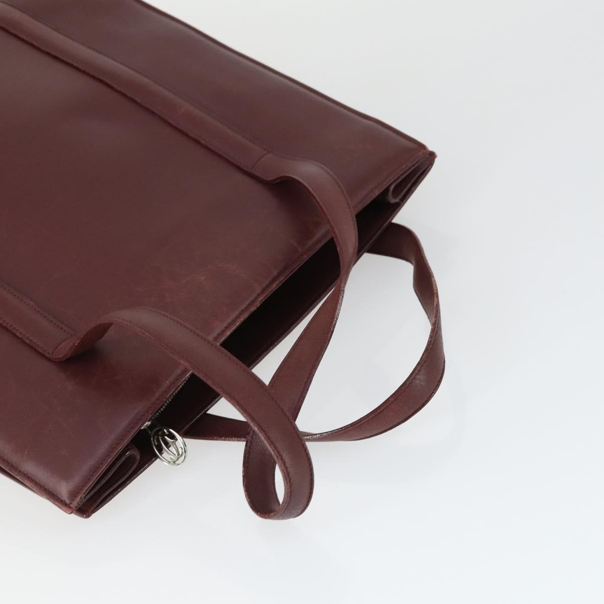 CARTIER Must Line Shoulder Bag Leather 2 Set Bordeaux Gold Auth BA9886