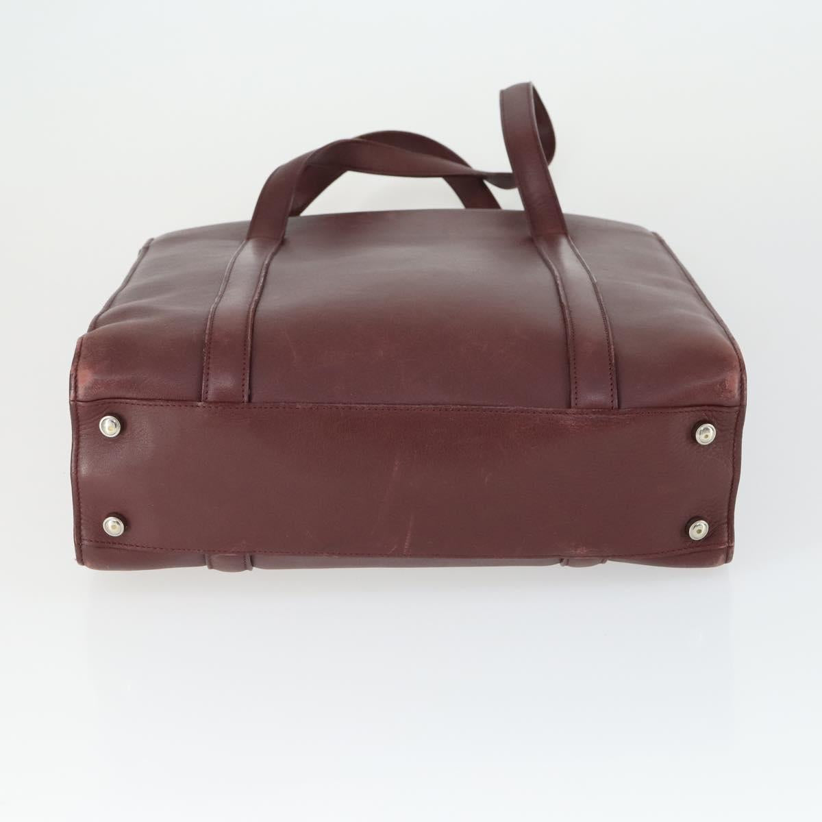 CARTIER Must Line Shoulder Bag Leather 2 Set Bordeaux Gold Auth BA9886