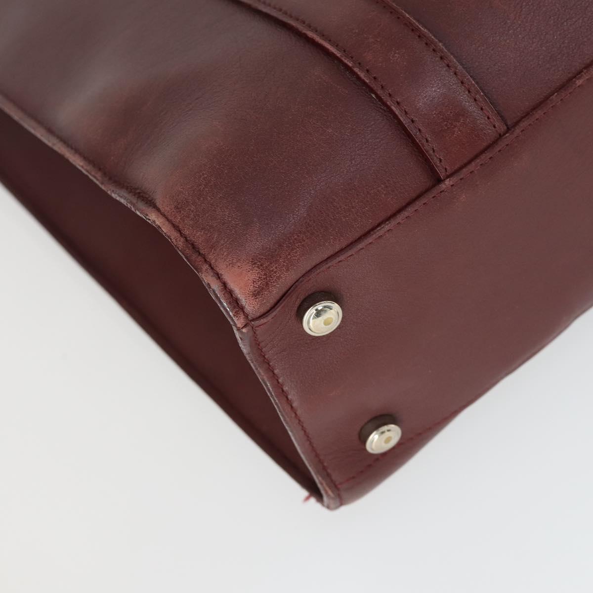 CARTIER Must Line Shoulder Bag Leather 2 Set Bordeaux Gold Auth BA9886