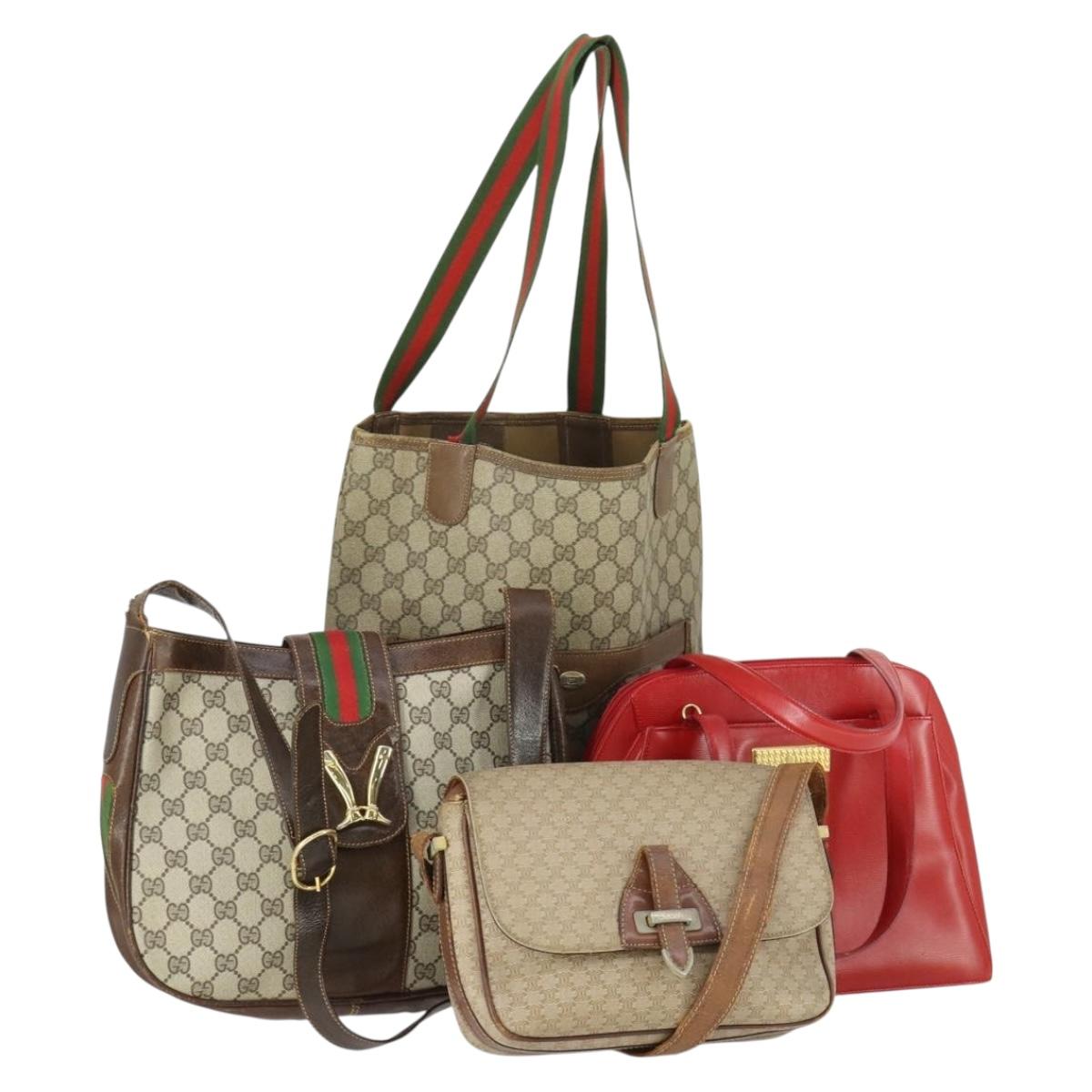Christian Dior Gucci Celine GG Supreme Bag Leather PVC 4 Set Red Auth BA9887