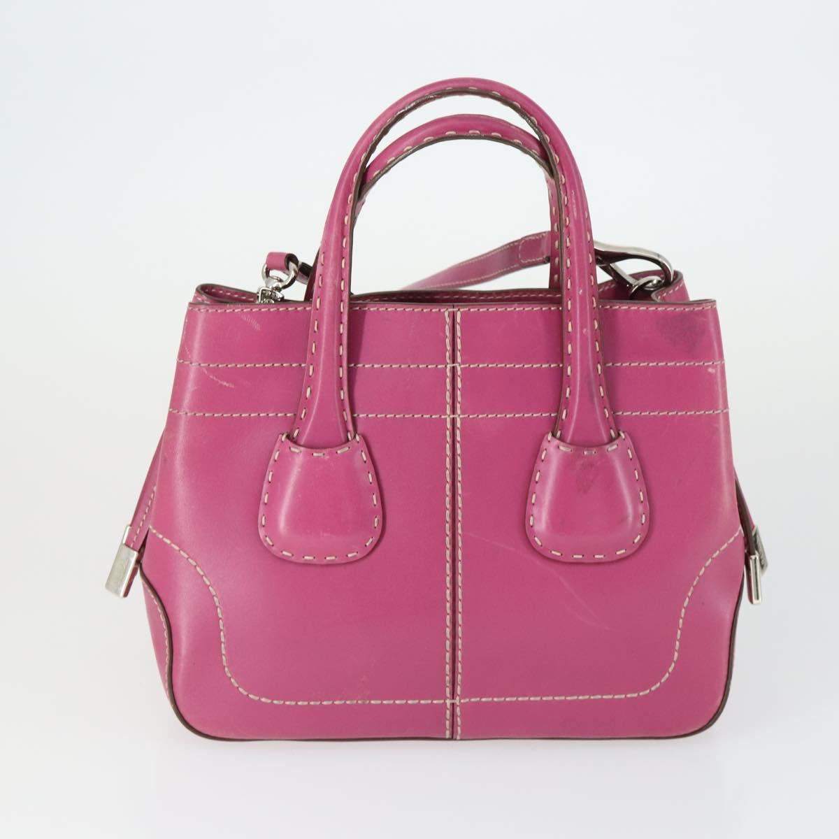 BALLY TOD'S Shoulder Bag Leather 2 Set Pink Black Auth BA9888