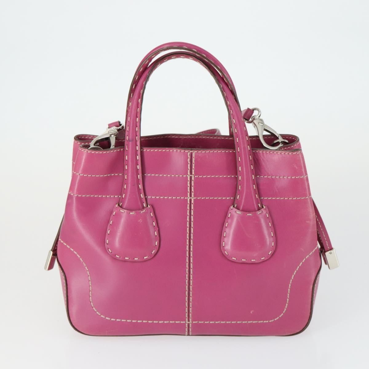 BALLY TOD'S Shoulder Bag Leather 2 Set Pink Black Auth BA9888