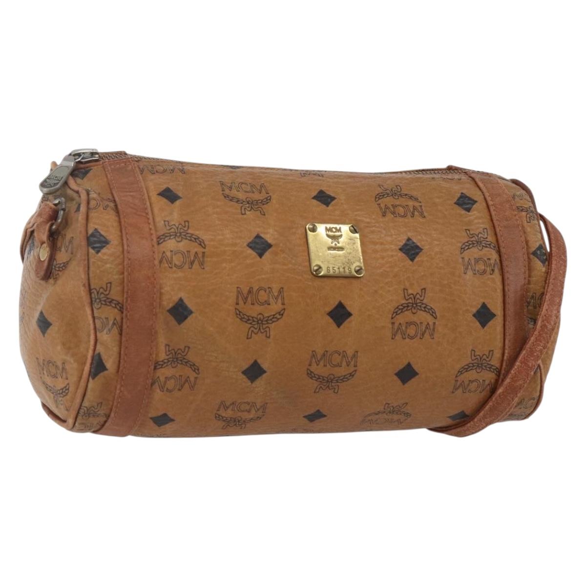 MCM Logogram Vicetos Shoulder Bag PVC Leather Brown Gold Auth BA9891