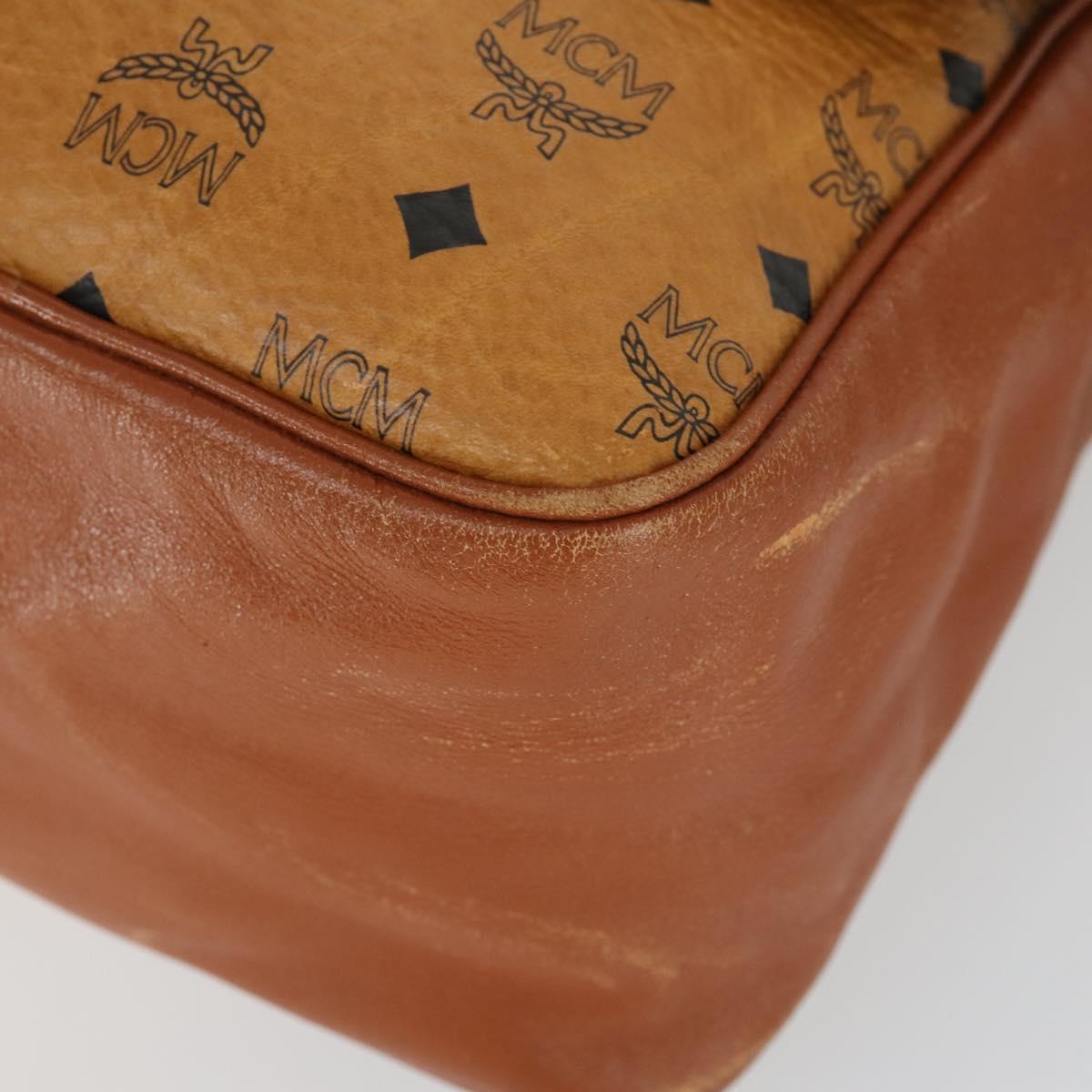 MCM Vicetos Logogram Shoulder Bag PVC Leather Brown Gold Auth BA9893