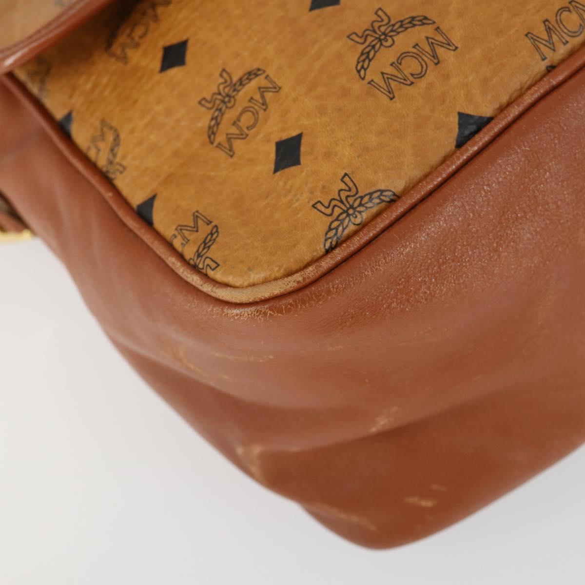 MCM Vicetos Logogram Shoulder Bag PVC Leather Brown Gold Auth BA9893