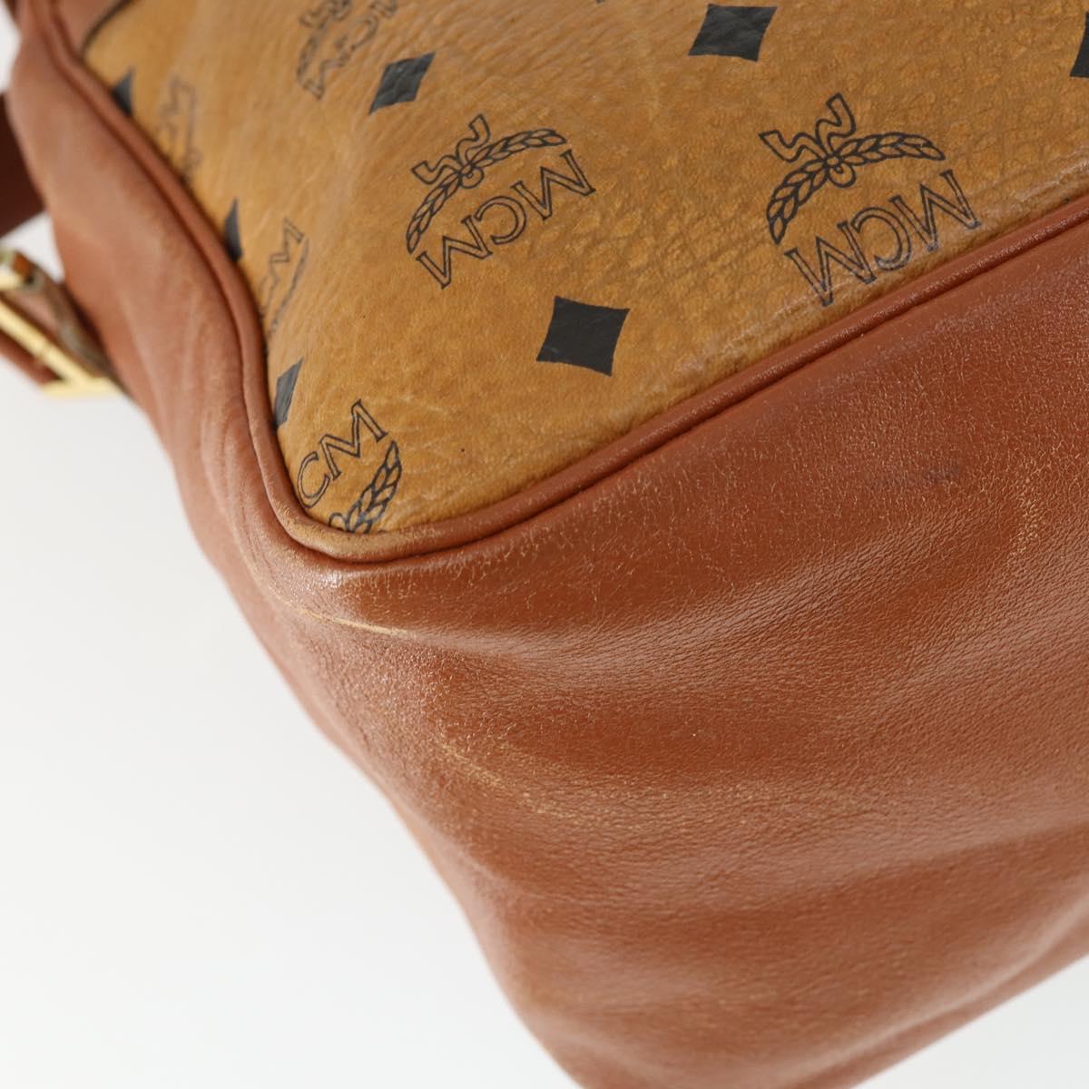 MCM Vicetos Logogram Shoulder Bag PVC Leather Brown Gold Auth BA9893