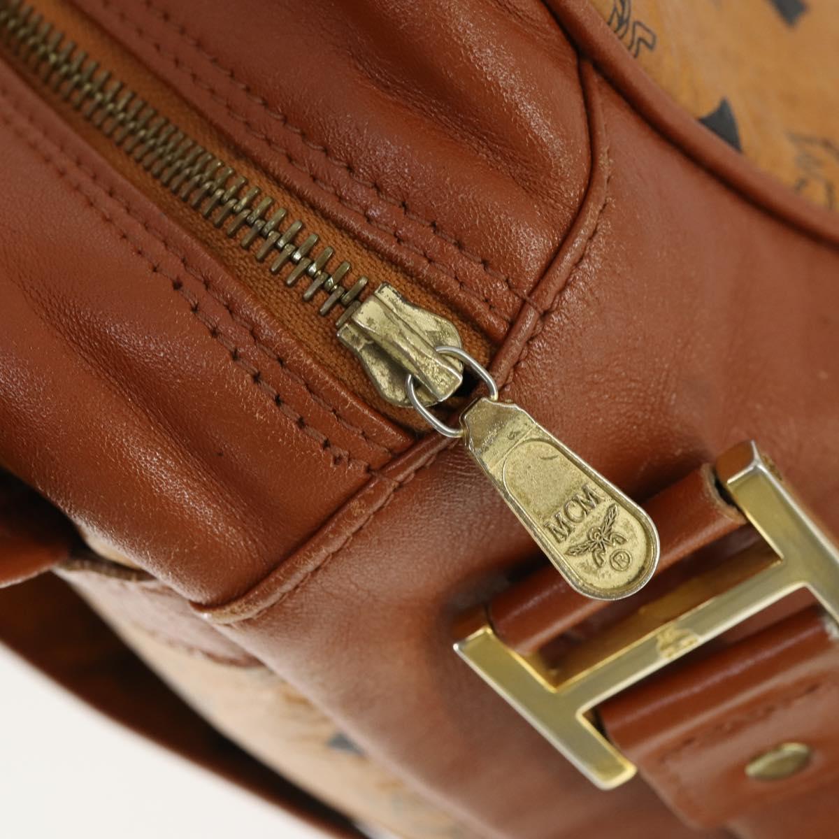 MCM Vicetos Logogram Shoulder Bag PVC Leather Brown Gold Auth BA9893