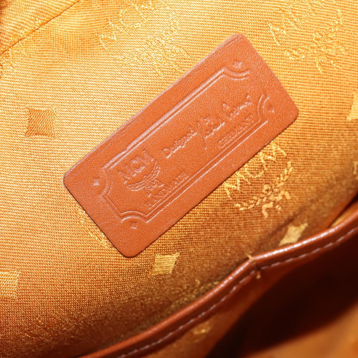 MCM Vicetos Logogram Shoulder Bag PVC Leather Brown Gold Auth BA9893
