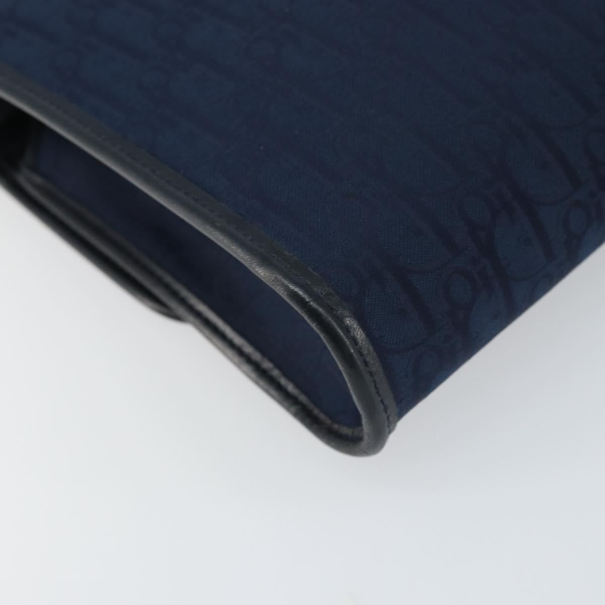 Christian Dior Trotter Canvas Shoulder Bag Navy Gold Auth BA9896V