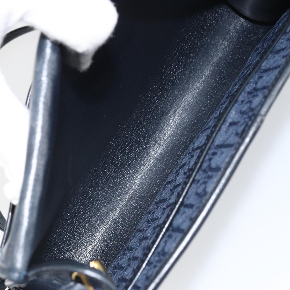 Christian Dior Trotter Canvas Shoulder Bag Navy Gold Auth BA9896V