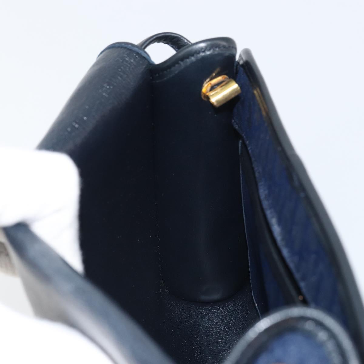 Christian Dior Trotter Canvas Shoulder Bag Navy Gold Auth BA9896V