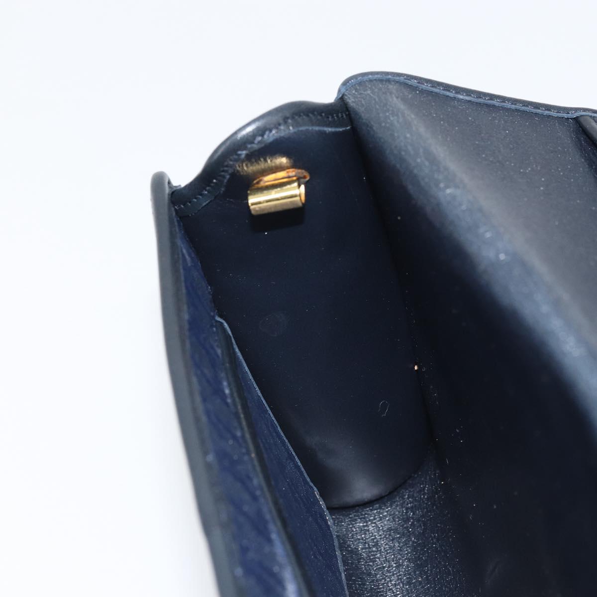 Christian Dior Trotter Canvas Shoulder Bag Navy Gold Auth BA9896V