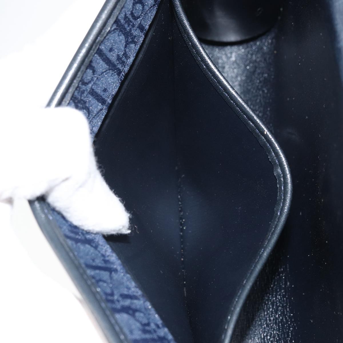 Christian Dior Trotter Canvas Shoulder Bag Navy Gold Auth BA9896V