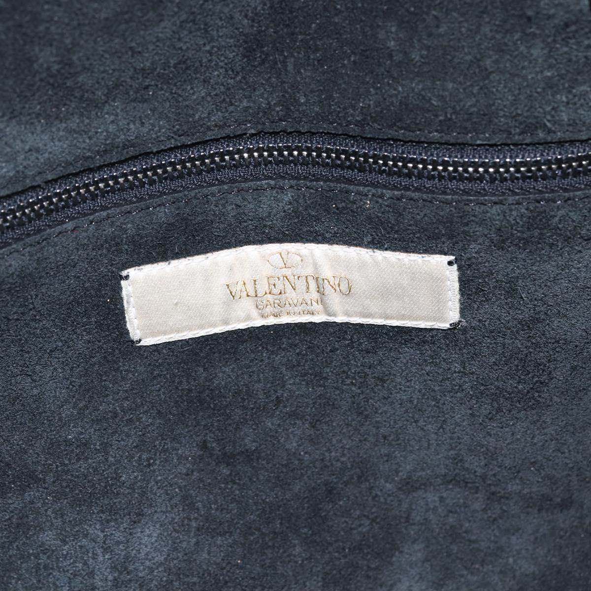 VALENTINO Tote Bag Leather 2way Black Silver Auth BA9899
