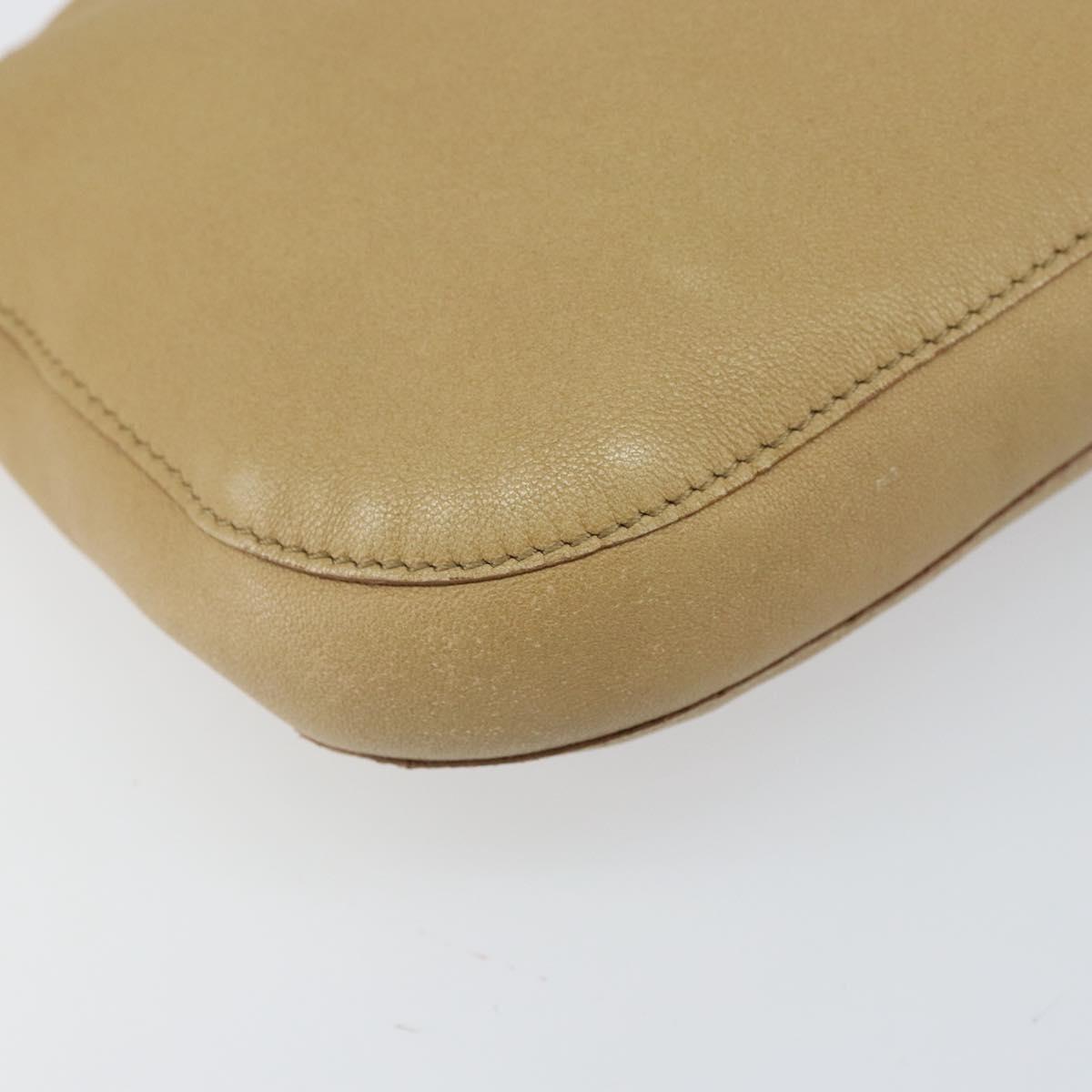 CELINE Shoulder Bag Leather Beige Auth BA9900