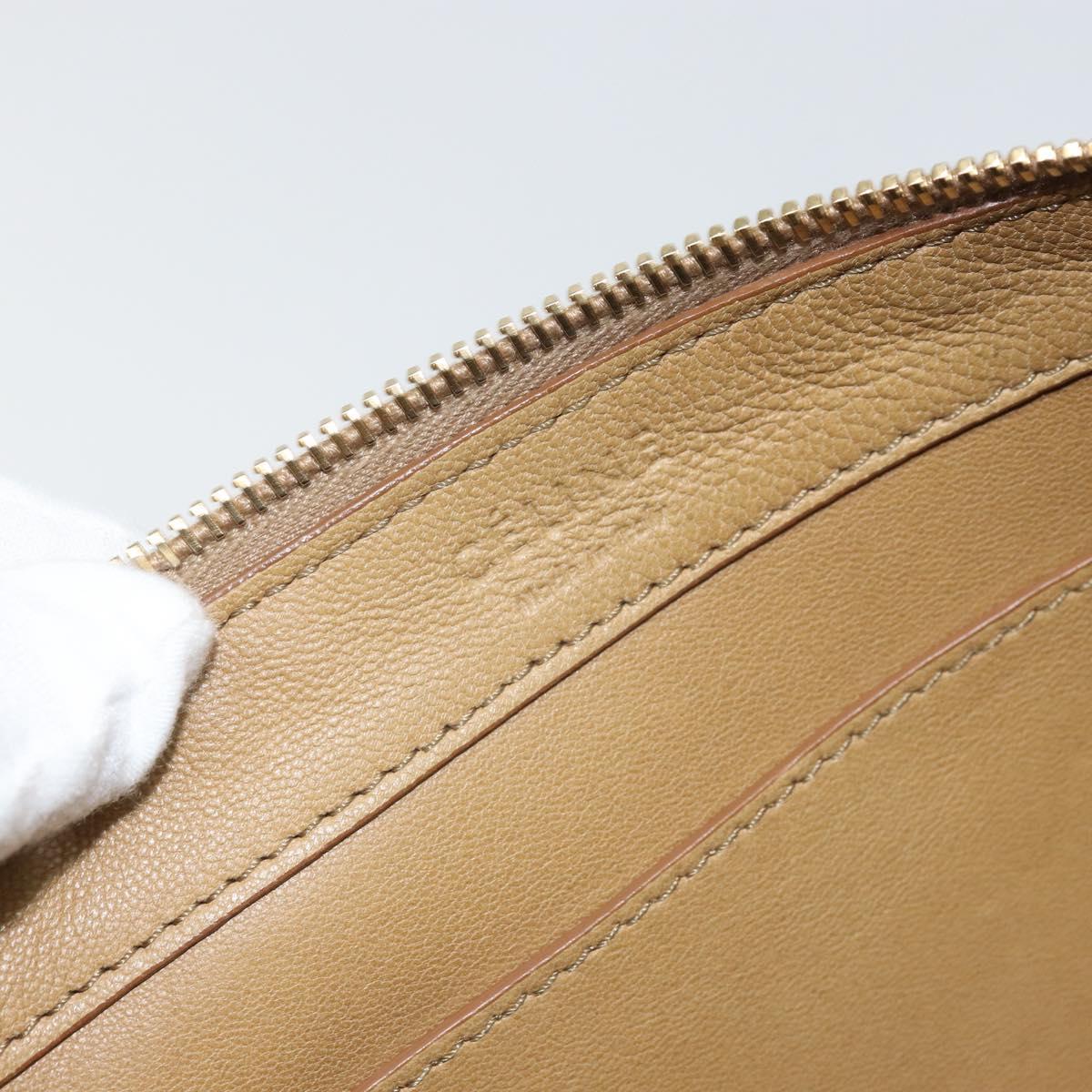 CELINE Shoulder Bag Leather Beige Auth BA9900