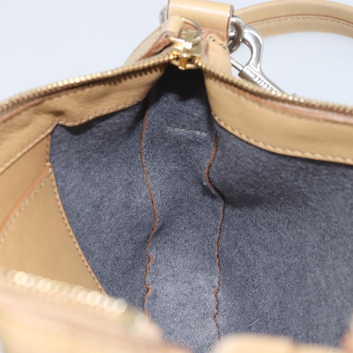 CELINE Shoulder Bag Leather Beige Auth BA9900