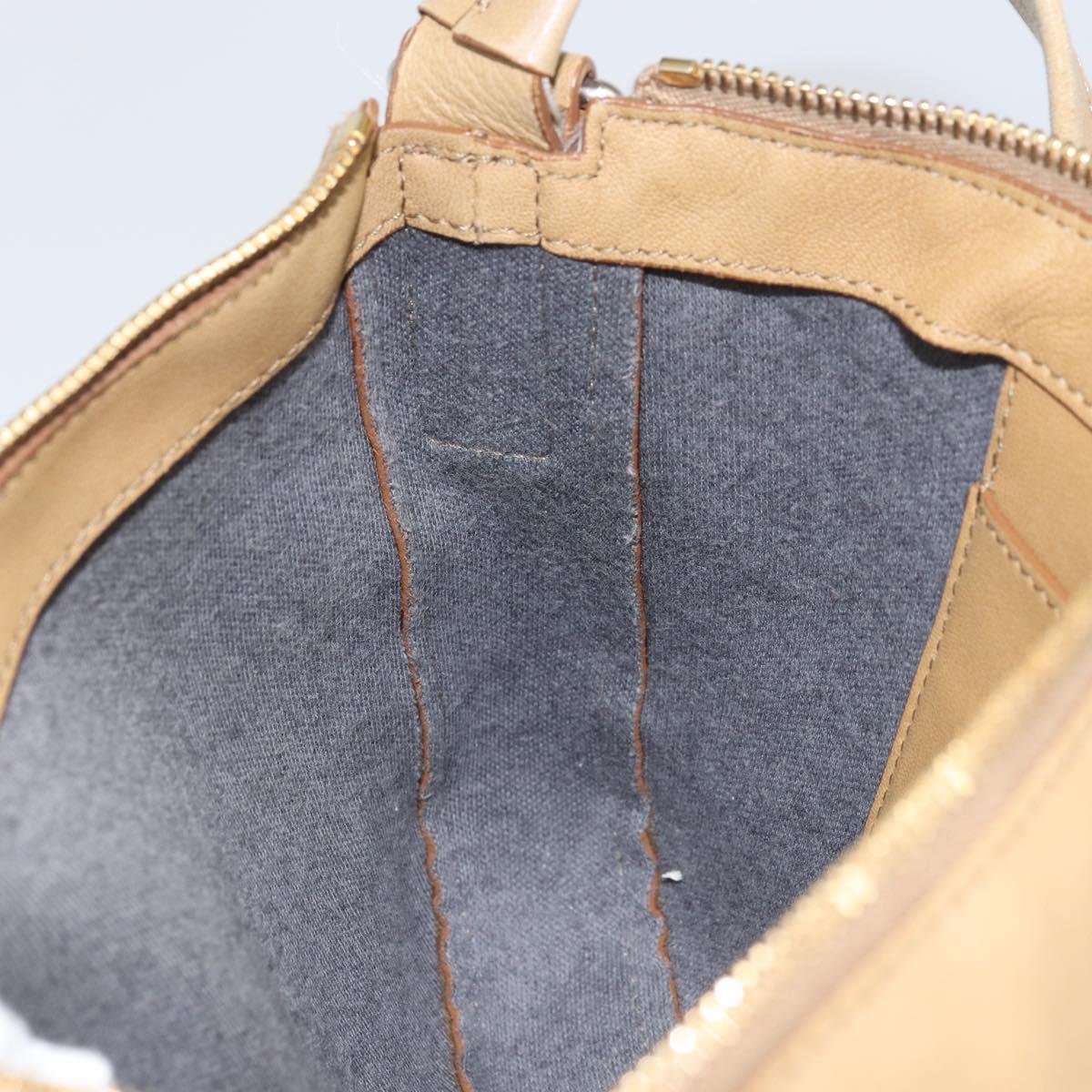 CELINE Shoulder Bag Leather Beige Auth BA9900