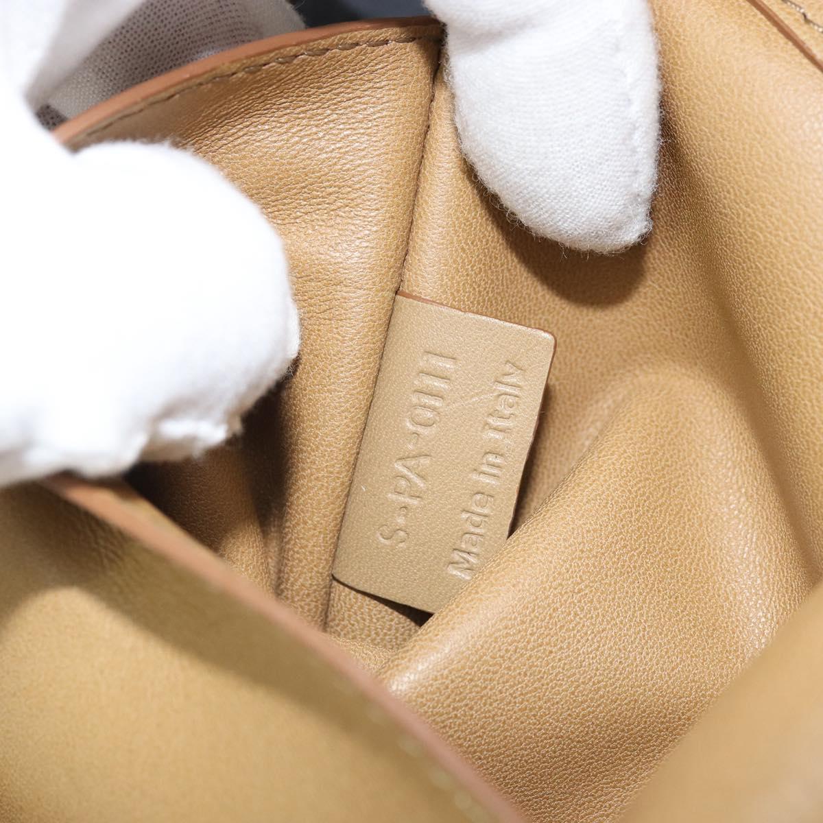 CELINE Shoulder Bag Leather Beige Auth BA9900