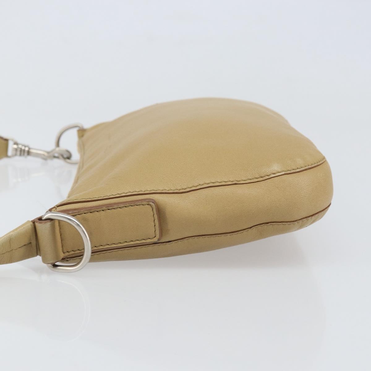 CELINE Shoulder Bag Leather Beige Auth BA9900