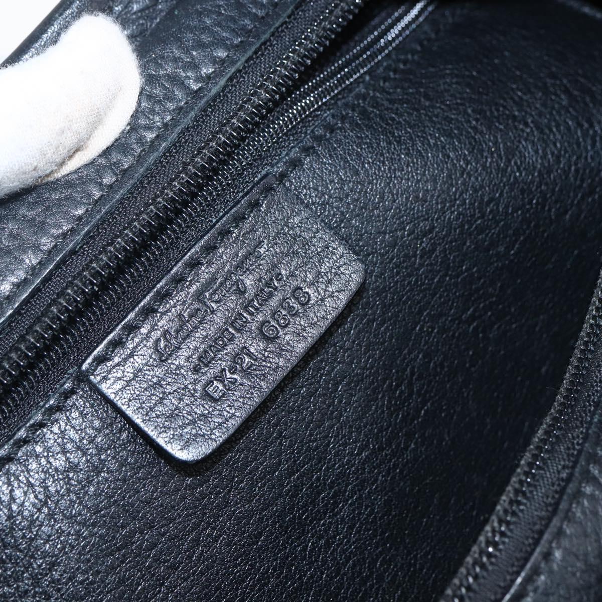 Salvatore Ferragamo Gancini Shoulder Bag cotton Black Silver Auth BA9901V