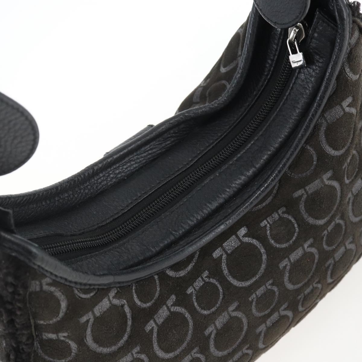 Salvatore Ferragamo Gancini Shoulder Bag cotton Black Silver Auth BA9901V