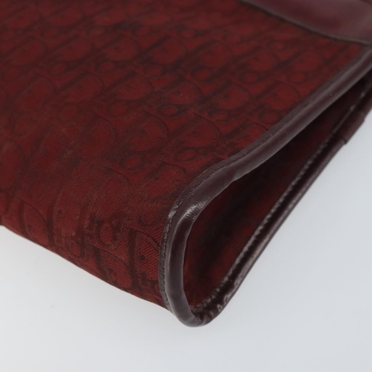 Christian Dior Trotter Canvas Chain Shoulder Bag Red Gold Auth BA9903