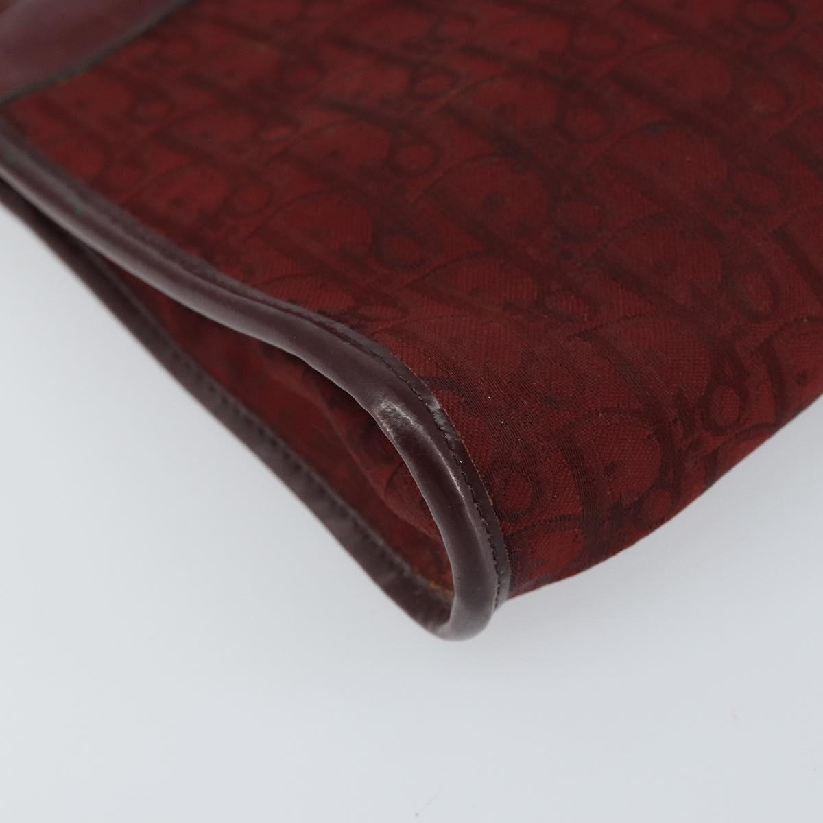 Christian Dior Trotter Canvas Chain Shoulder Bag Red Gold Auth BA9903