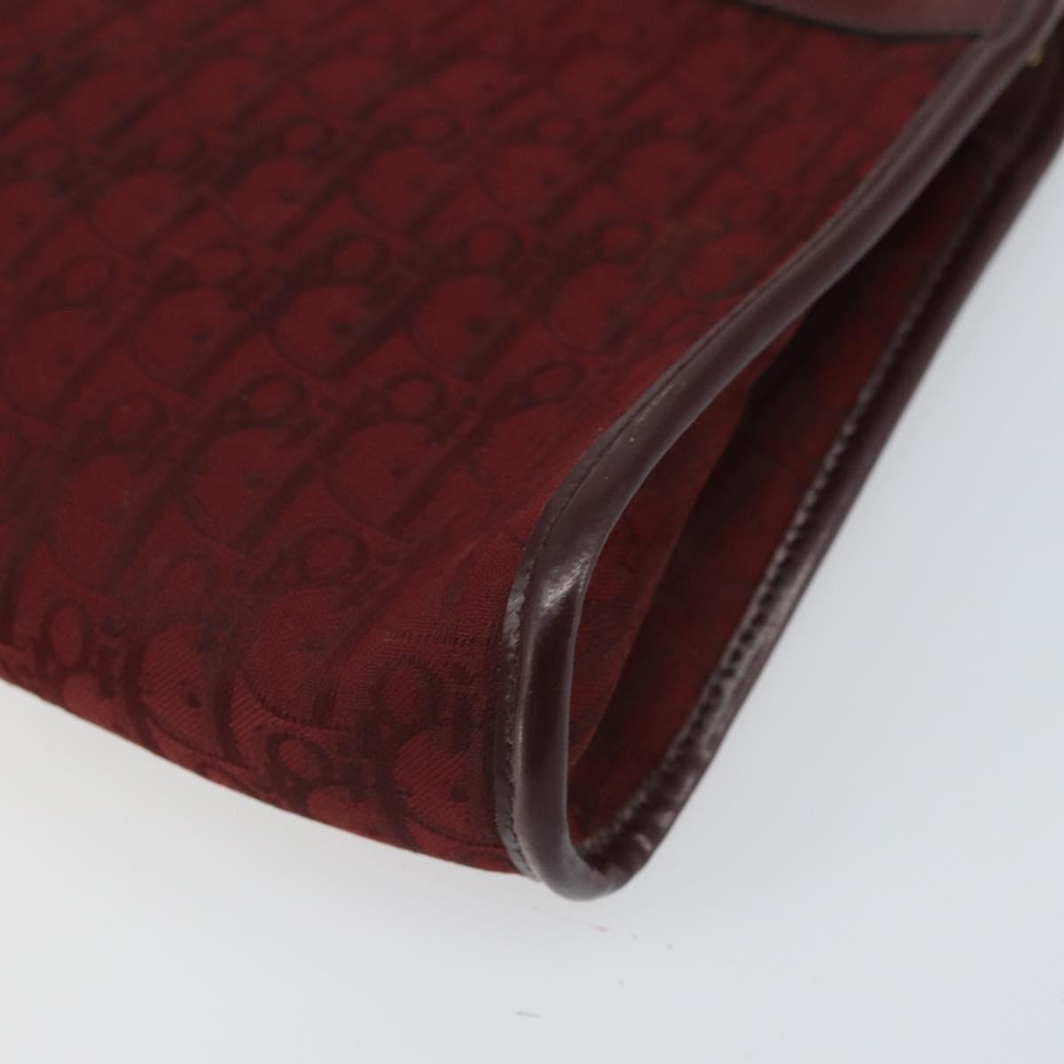 Christian Dior Trotter Canvas Chain Shoulder Bag Red Gold Auth BA9903