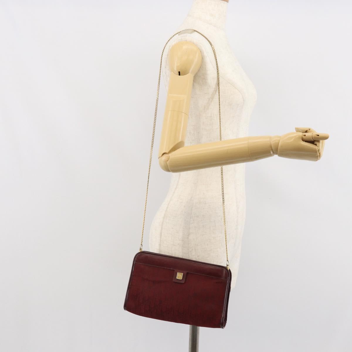 Christian Dior Trotter Canvas Chain Shoulder Bag Red Gold Auth BA9903